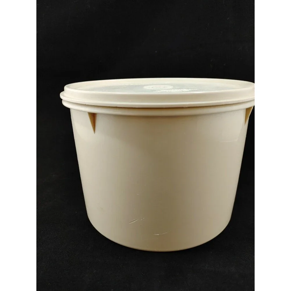 Vintage Tupperware Almond Starburst Canister 265-15 With Lid 10 Cup Retro